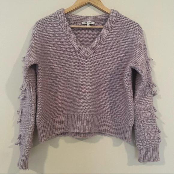☀️NWOT Madewell Fringe Sleeve Lavender Pullover Sweater - Picture 6 of 10